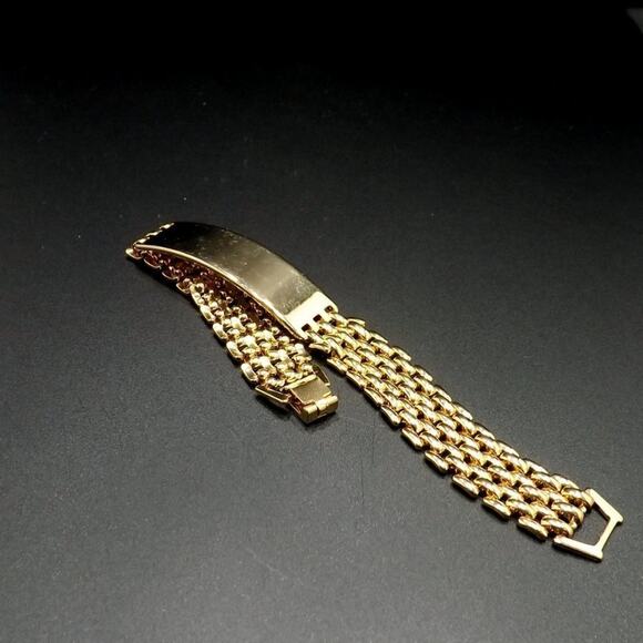 Vintage ID Style Chain Bracelet, Interlocking Chain, Gold Plated, 7 Inches - Picture 8 of 8